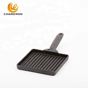 Square frying pan cast iron frypan set with detachable handle