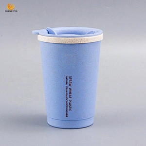 wholesale ECO-friendly Portable small reusable leak-proof travel wheat straw coffee cup