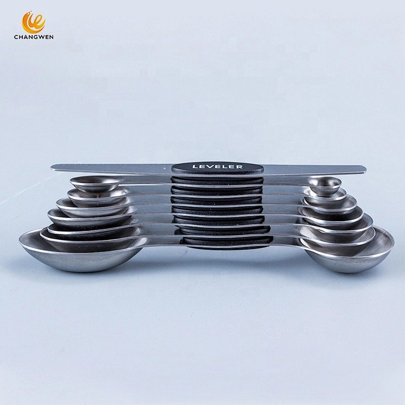 Kitchen Accessories 8pcs stainless steel double head measuring spoon set with magnets handle