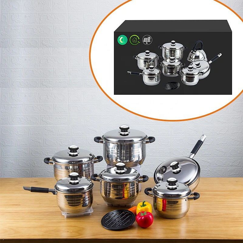 Hot Cheap 15Pcs Casserole Set Stainless Steel Hot Pot Kitchen Cookware Sets