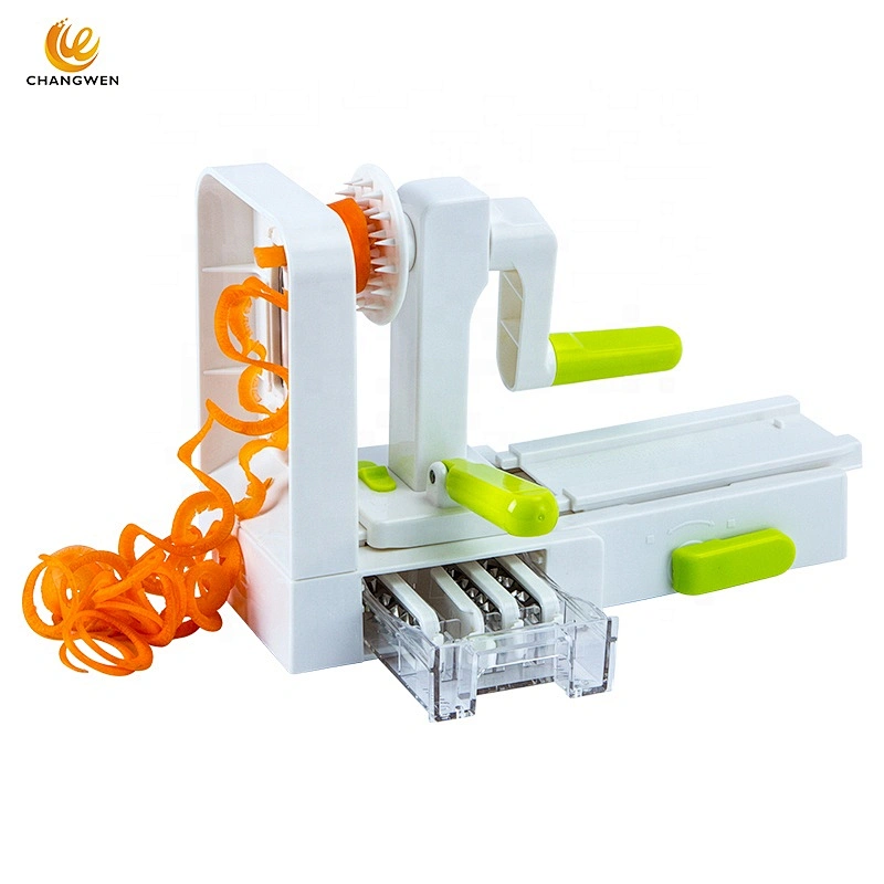 Kitchenware Plastic Vegetable Chopper Tools Manual spiral vegetable cutter and slicer With 5 Blades