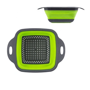 2 sizes Square Foldable Silicone Filter Water Basket Fruit Vegetable Water Draining Basket