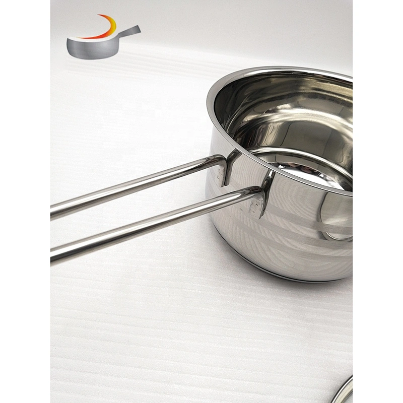 Kitchenware tool capsuled bottom  S/ S  saucepan straight shape Casserole stainless steel sauce pan with clear glass lid