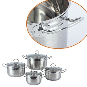 Factory price kitchen ware Classic deluxe cookware G shape glass lid aluminum cookware set