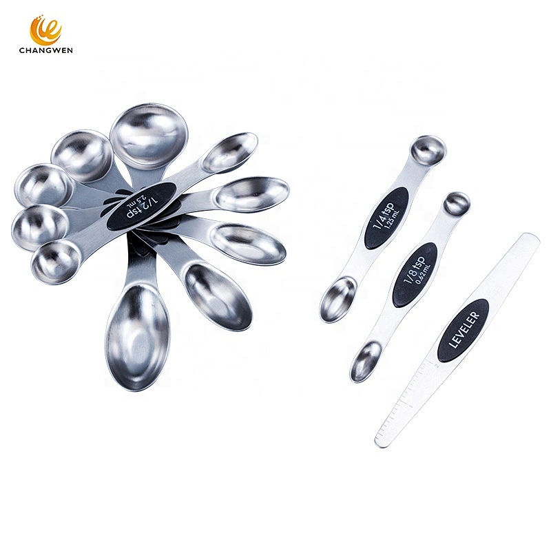 Kitchen Accessories 8pcs stainless steel double head measuring spoon set with magnets handle