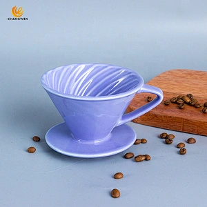 Wholesale color Ceramic  filter V shape pour over v60 coffee dripper with cup stand