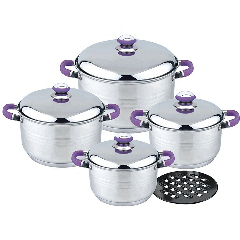 Hot Pot 9pcs stainless steel casserole set stock pot and pan cookware set with kitchen tool