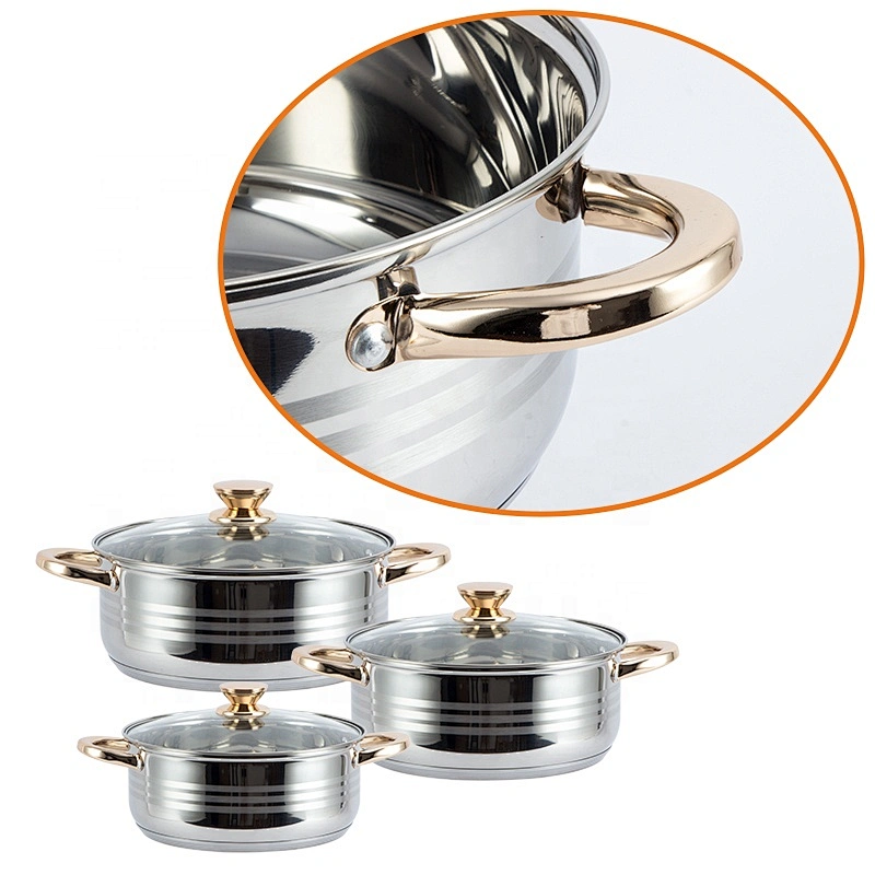 6 pieces hot sale straight shape stainless steel casserole cookware set cooking with glass lid