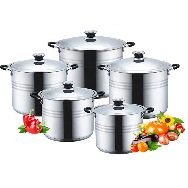Kitchen appliances 10pcs stainless steel straight shape casserole set cookware & stock &cooking pot set