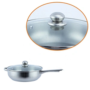 China manufacturer supplier mirror polishing Stainless steel fry pan & skillet with glass lid