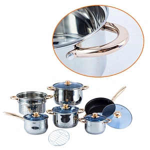 12 pcs Cooking pot kitchenware cookware sets stainless steel cookware