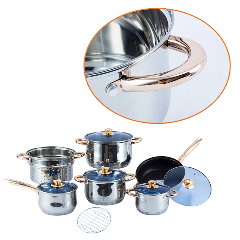 12 pcs Cooking pot kitchenware cookware sets stainless steel cookware