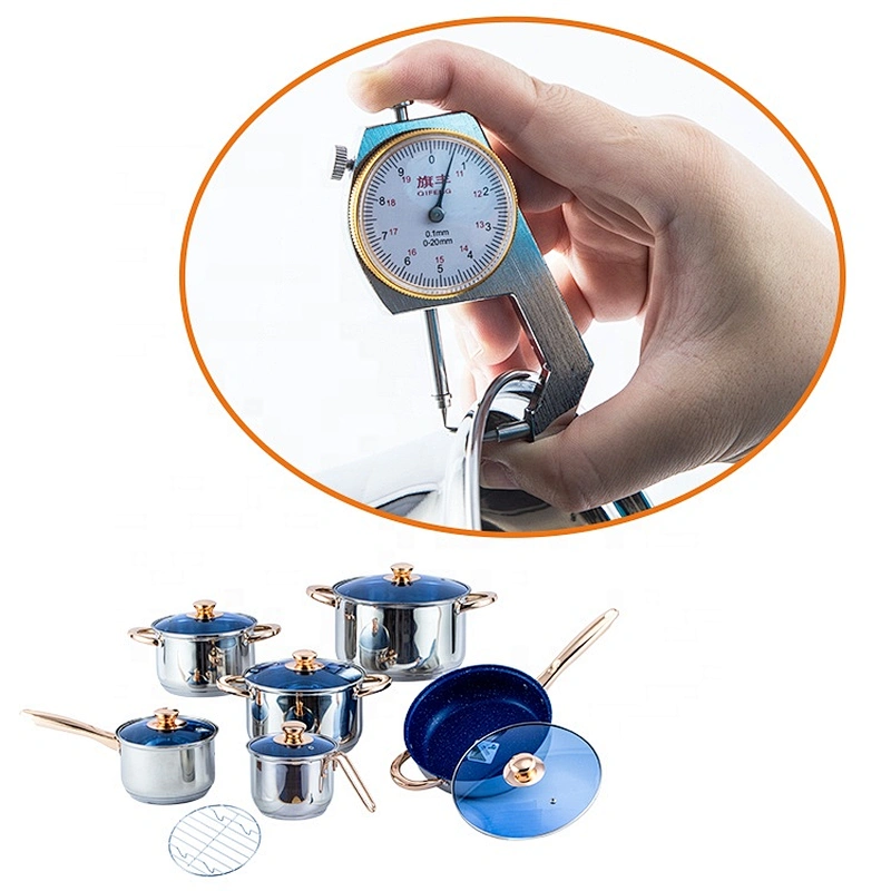 In stock 13pcs belly shape non-stick cookware pot set stainless steel cookware sets