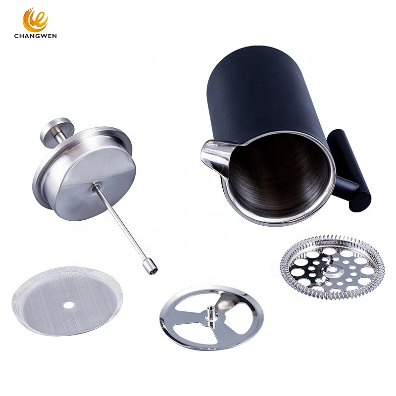 600ml/1000ml Insulated Double Wall Black Coffee Maker Stainless Steel French Coffee Press