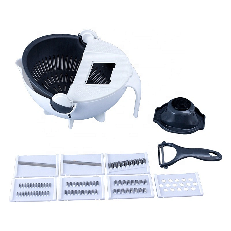 9 in 1 Multifunction Magic Rotate Vegetable Slicer Portable Chopper Grater Vegetable Cutter with Drain Basket