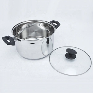 Kitchenware accessory 18cm casserole stainless steel soup pot with glass lid