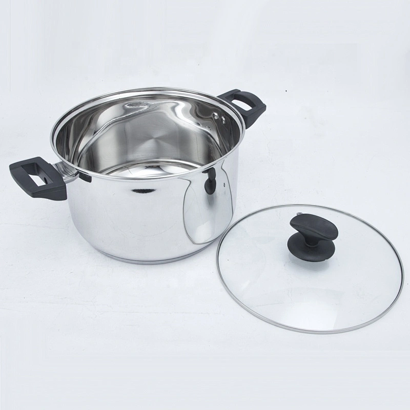 Kitchenware accessory 18cm casserole stainless steel soup pot with glass lid