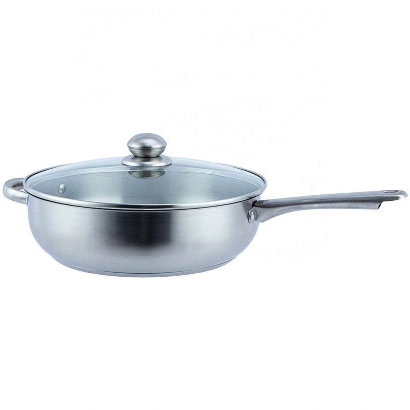 China manufacturer supplier mirror polishing Stainless steel fry pan & skillet with glass lid
