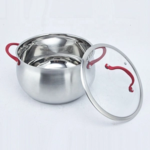 6pcs/8pcs/12pcs Casting stainless steel belly shape cooking pot cookware set with glass lid