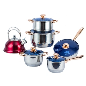 hot sell cookware 12 pcs non stick frypan blue marble cookware set stainless steel cook ware