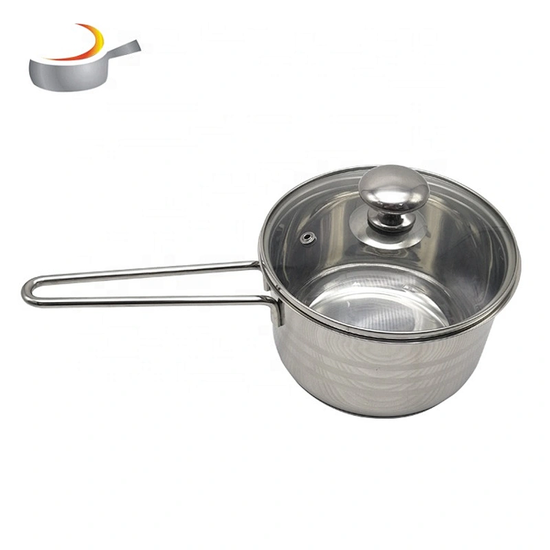 Kitchenware tool capsuled bottom  S/ S  saucepan straight shape Casserole stainless steel sauce pan with clear glass lid