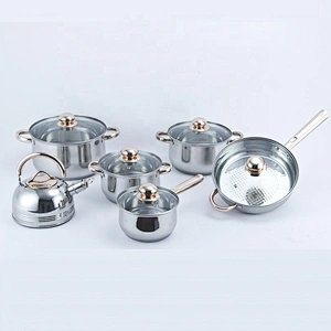 Non Silicone 14pcs cooking pot cookware stainless steel Stockpot cookware