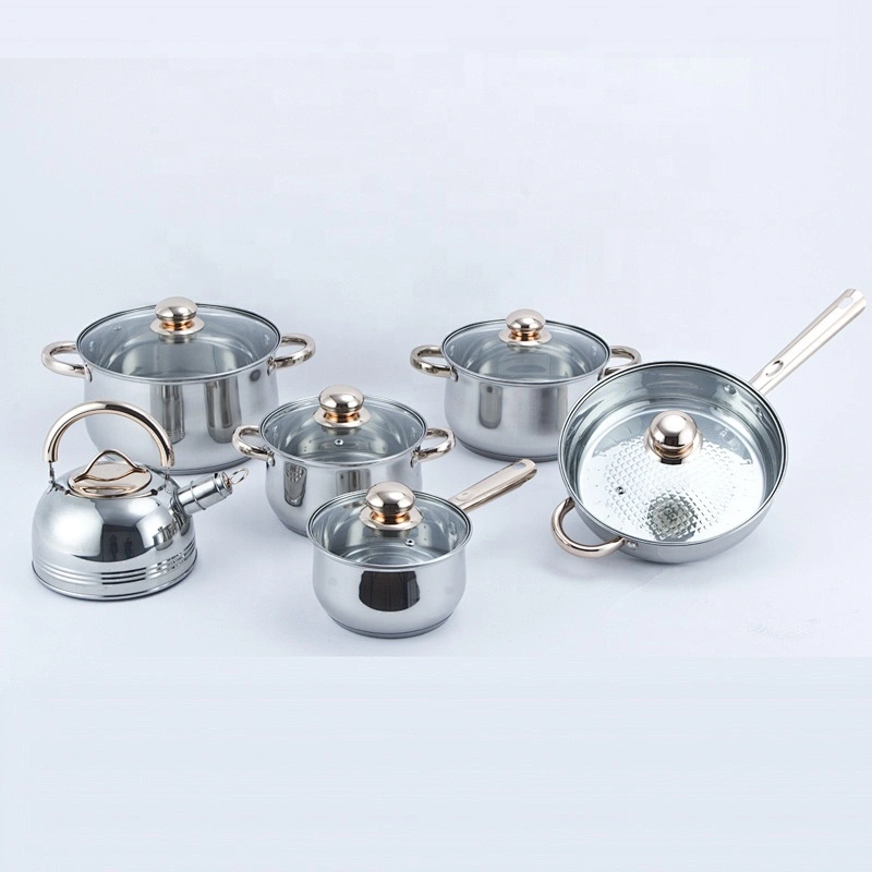 Non Silicone 14pcs cooking pot cookware stainless steel Stockpot cookware