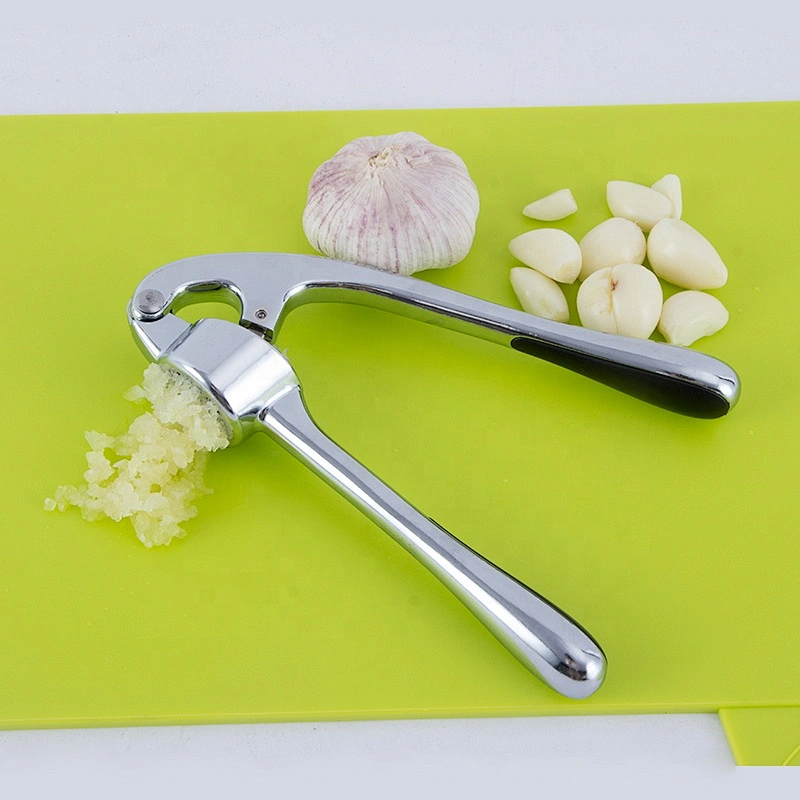 Hot sell Professional Kitchenware Stainless Steel Garlic Press Zinc Alloy Garlic Press with soft silicone handle
