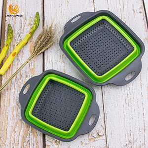 2 sizes Square Foldable Silicone Filter Water Basket Fruit Vegetable Water Draining Basket