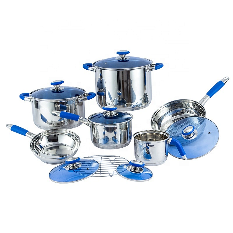 In stock hot Wholesale nonstick kitchenware 13 Pcs Stainless Steel Cookware Set