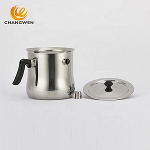 Black bakelite handle whistle pot stainless steel milk boiling pot double wall whistling milkpot