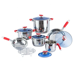 12 pcs Kitchen Cookware Stainless Steel cookware set with glass lid