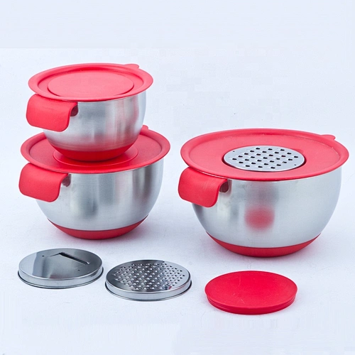 Multifunctional Stainless Steel deep mixing bowl salad Bowl with Plastic Handle