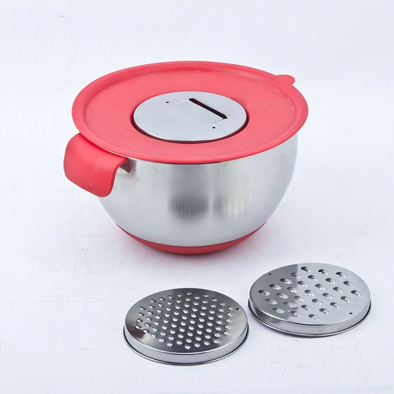 Multifunctional Stainless Steel deep mixing bowl salad Bowl with Plastic Handle