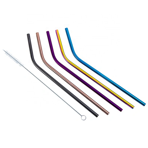 Eeo-friendly Reusable Metal Drinking 304 Straws Stainless Steel Straw with brush