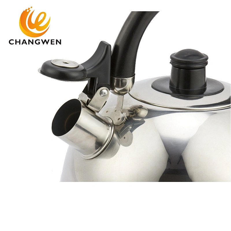 South America Fashion Type single bottom SS Whistling Kettle with black bakelite handle and knob