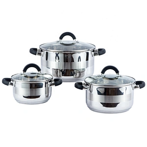 6PCS Kitchen cooking Stainless Steel Casserole Set with hollow handle covered silicone