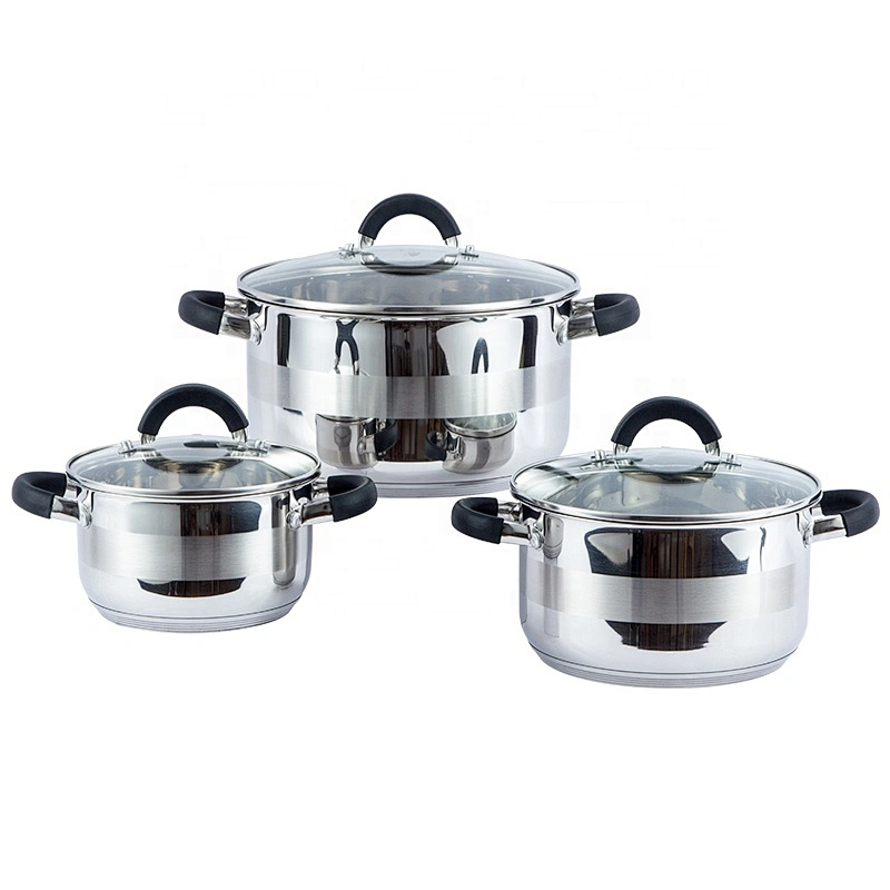 6PCS Kitchen cooking Stainless Steel Casserole Set with hollow handle covered silicone