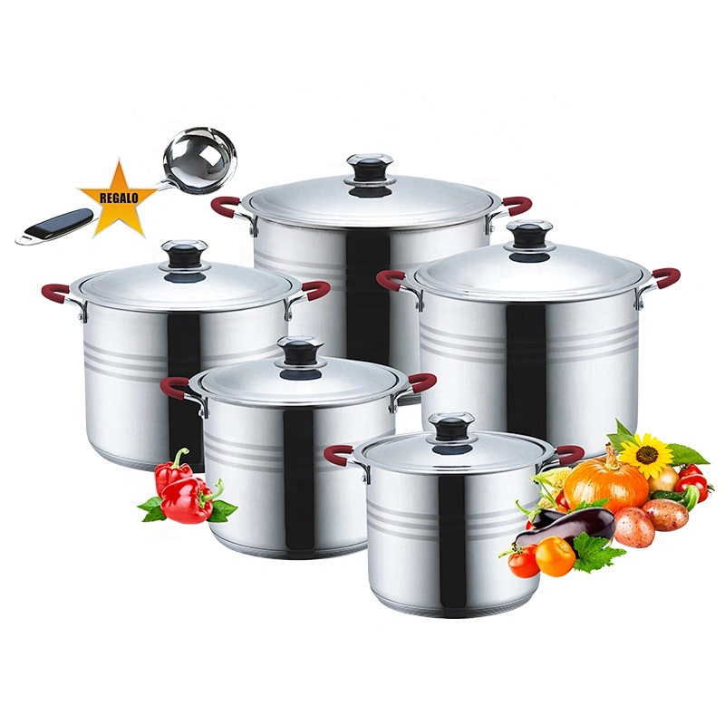 Factory kitchenware stainless steel 11pcs Cooking Pot straight shape cookware set capsule bottom cookware