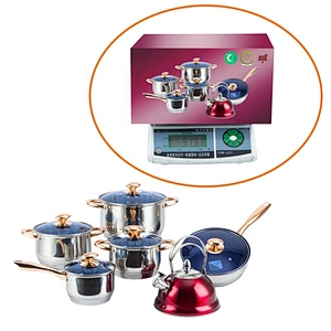 hot sell cookware 12 pcs non stick frypan blue marble cookware set stainless steel cook ware