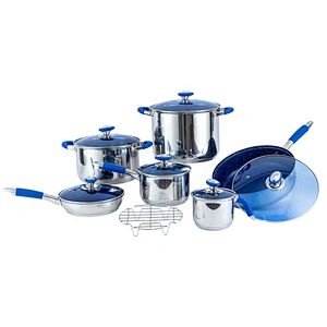In stock hot Wholesale nonstick kitchenware 13 Pcs Stainless Steel Cookware Set