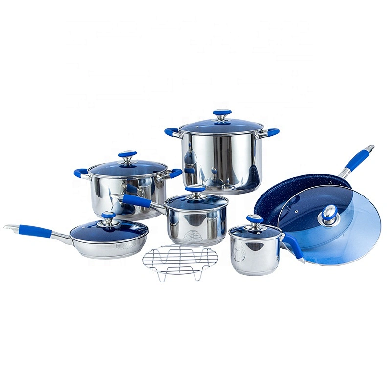 In stock hot Wholesale nonstick kitchenware 13 Pcs Stainless Steel Cookware Set