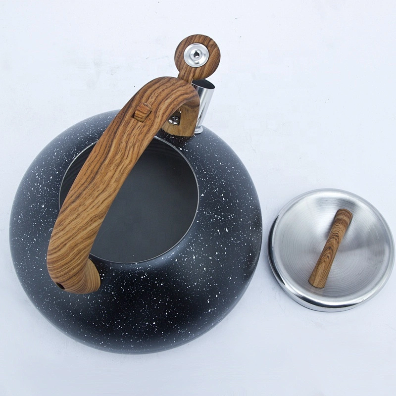 Thickened bottom heavy stainless steel Whistling Kettle with Wood pattern nylon handle
