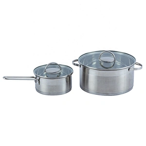 European style soup pot stainless steel saucepan with glass lid