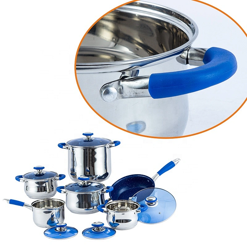 12pcs stainless steel cookware set with ceramic non-stick coating cookware sets kitchen