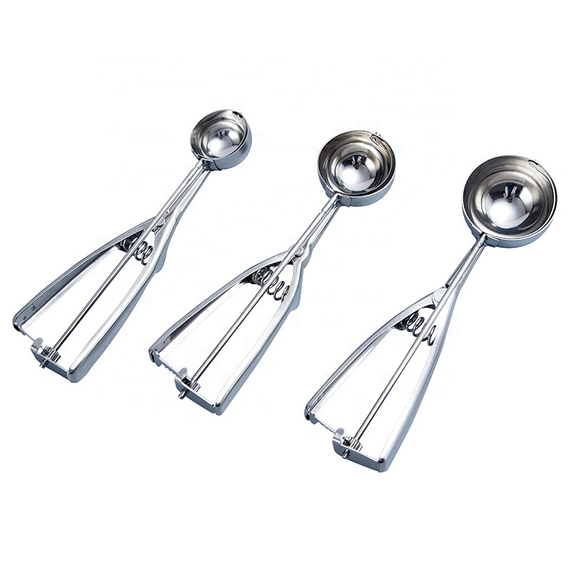 Hot sale 3 size multipurpose melon scoop cookie scoop stainless steel ice cream scoop with trigger release
