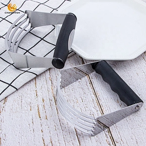 Hot selling baking tool Dough Pastry Blender Stainless Steel 4 Blades Dough Blender with rubber non-slip handle