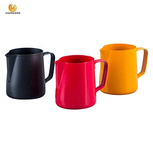 Hot Selling 400/600/900ml Stainless Steel Milk Frothing Pitcher Non Stick Coating Milk Jug Cup