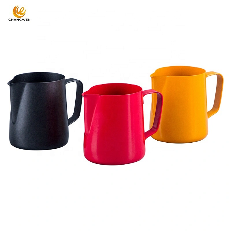 Hot Selling 400/600/900ml Stainless Steel Milk Frothing Pitcher Non Stick Coating Milk Jug Cup