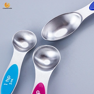 Wholesale kitchen tools Mini Style 7pcs colorful 2 in 1 Stainless Steel Measuring Spoon Set